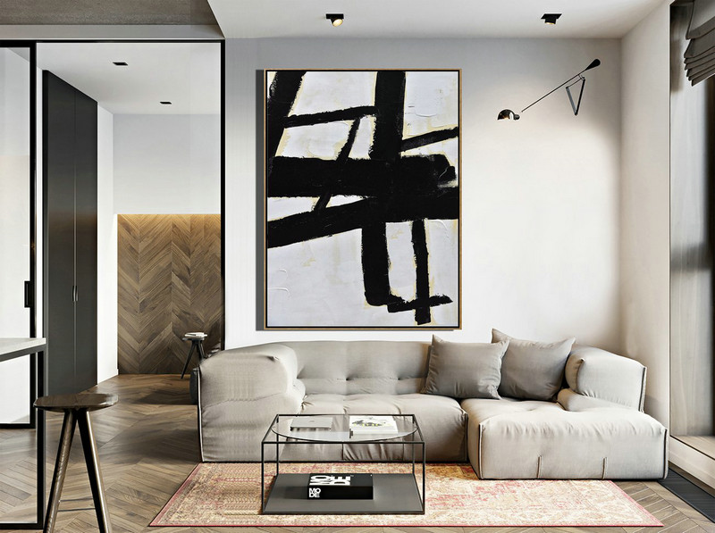 Hand Painted Extra Large Abstract Painting,Minimalist Painting On Canvas, Palette Knife Vertical Minimal Art - Acrylic Painting Large Wall Art
